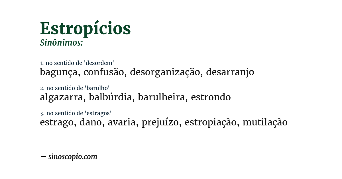 Sinônimo de estropícios