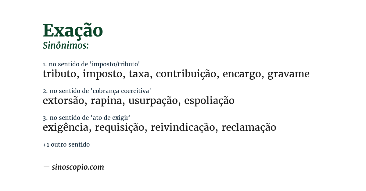Sinônimo de exação