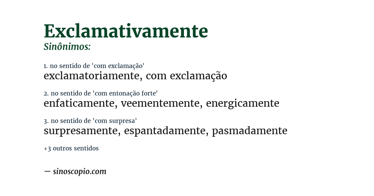Sinônimo de exclamativamente
