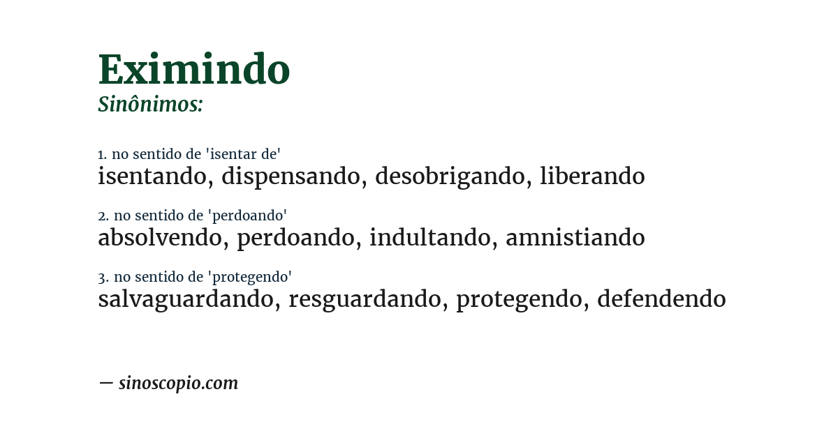 Sinônimo de eximindo