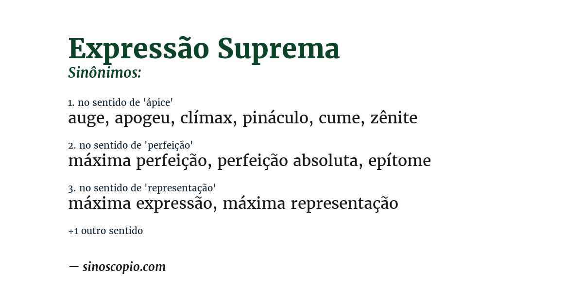 Sinônimo de expressão suprema