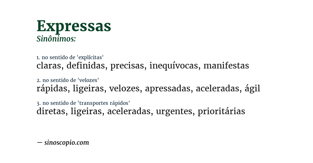 Sinônimo de expressas