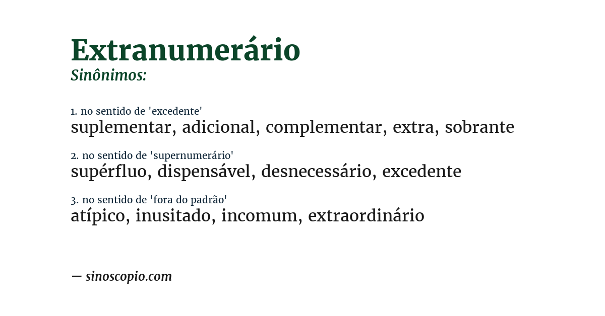 Sinônimo de extranumerário