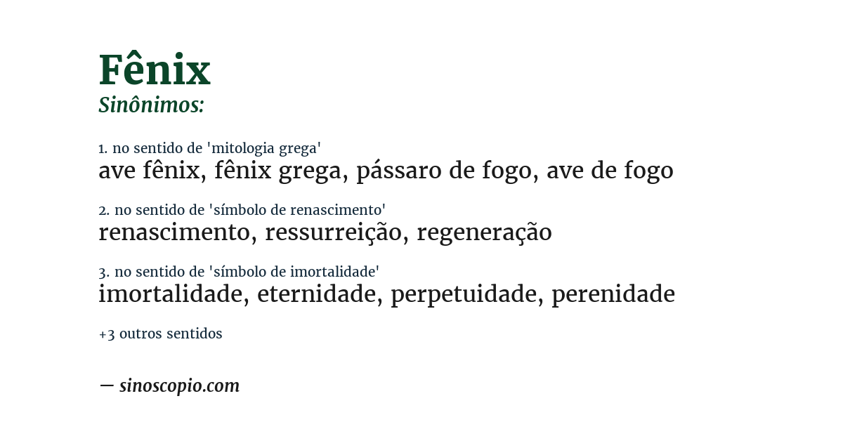 Sinônimo de fênix