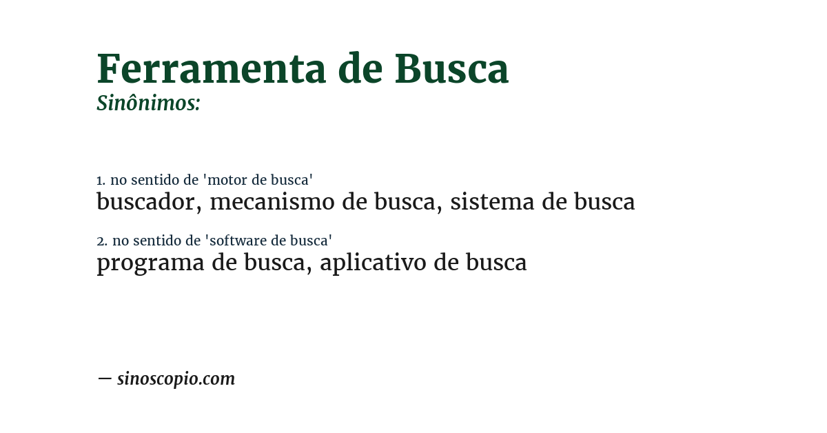 Sinônimo de ferramenta de busca