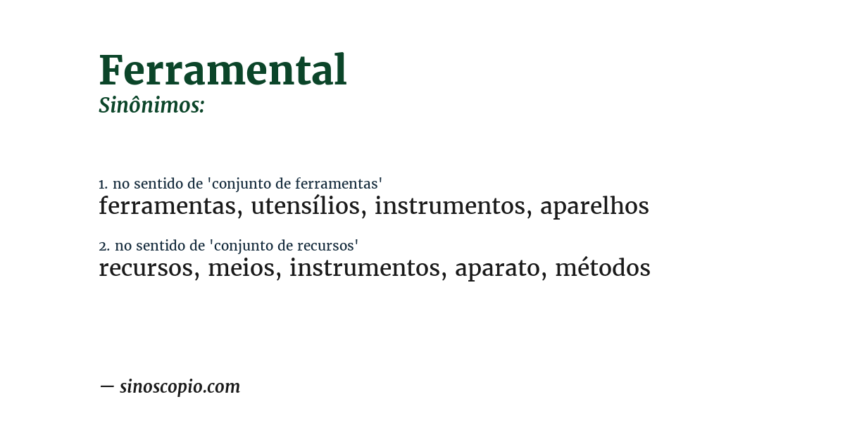 Sinônimo de ferramental