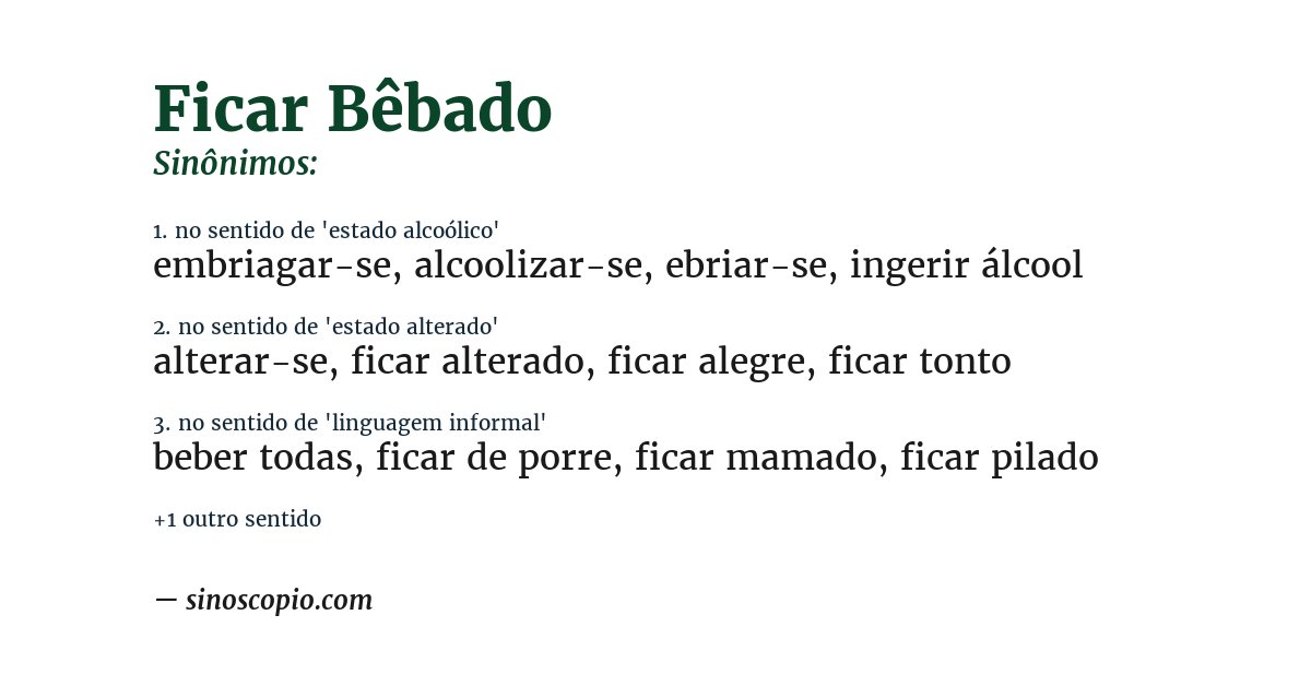 Sinônimo de ficar bêbado