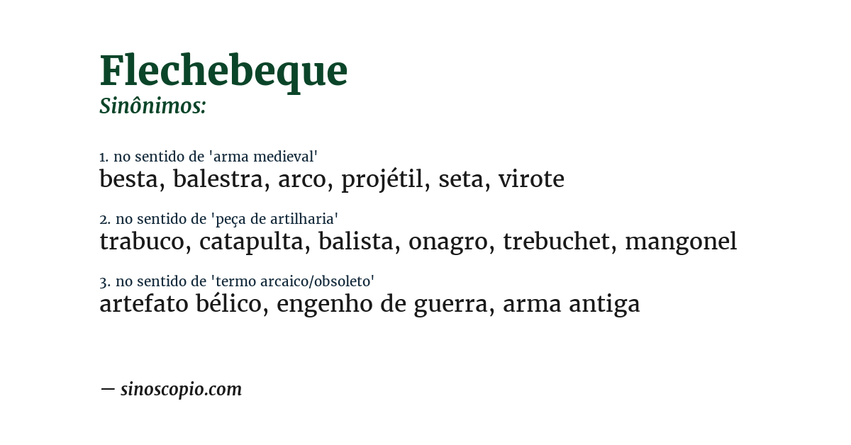 Sinônimo de flechebeque