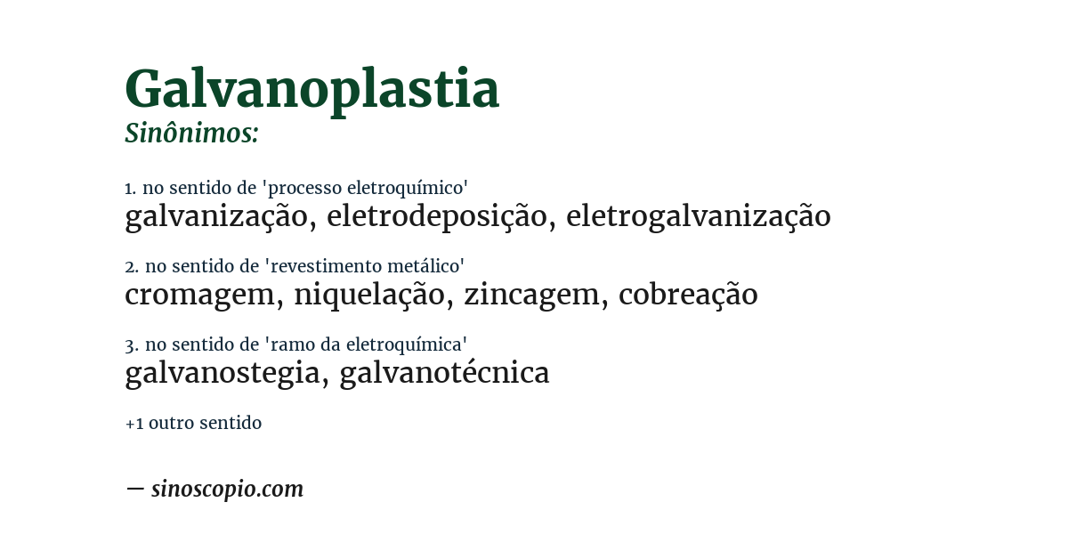 Sinônimo de galvanoplastia