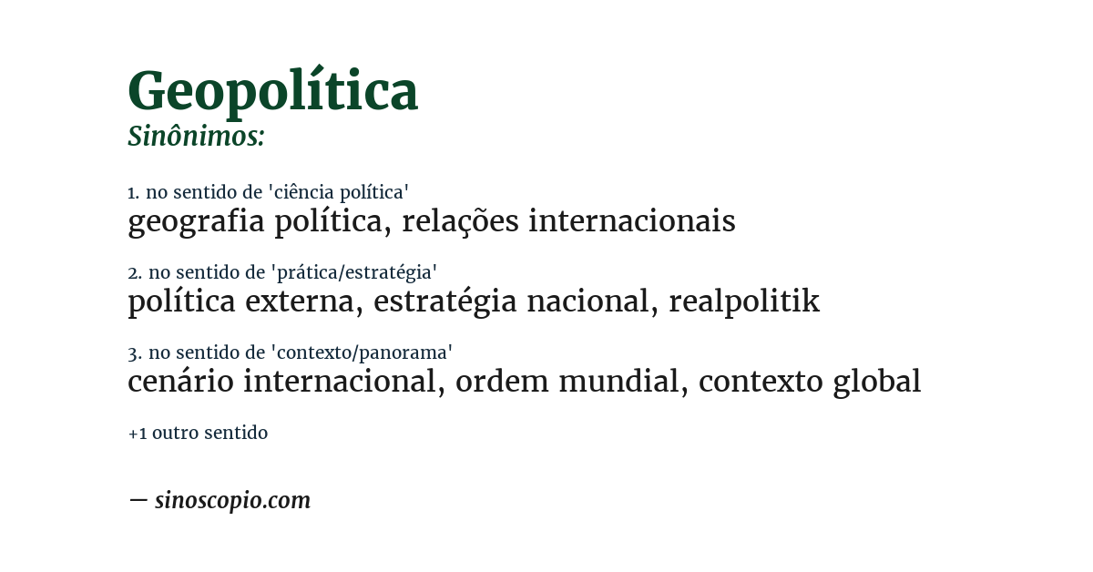 Sinônimo de geopolítica