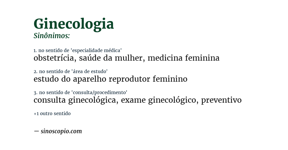 Sinônimo de ginecologia