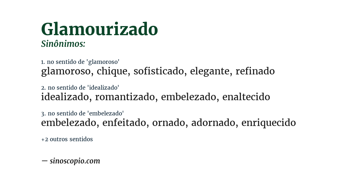 Sinônimo de glamourizado