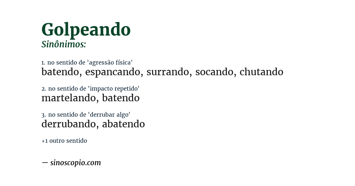 Sinônimo de golpeando