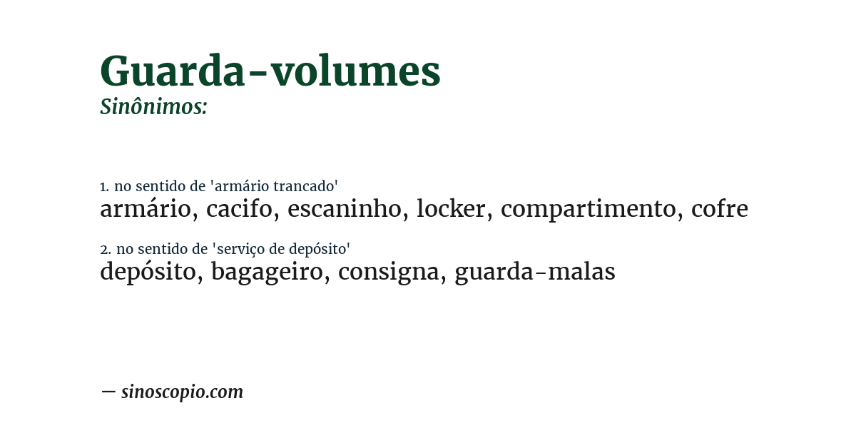 Sinônimo de guarda-volumes