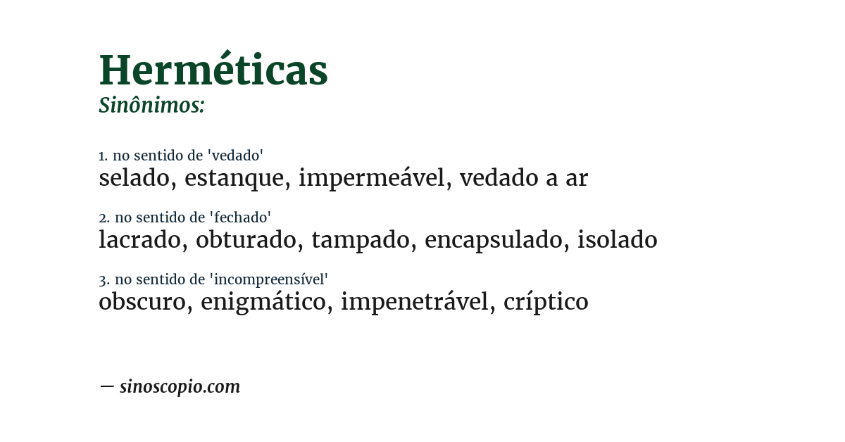 Sinônimo de herméticas