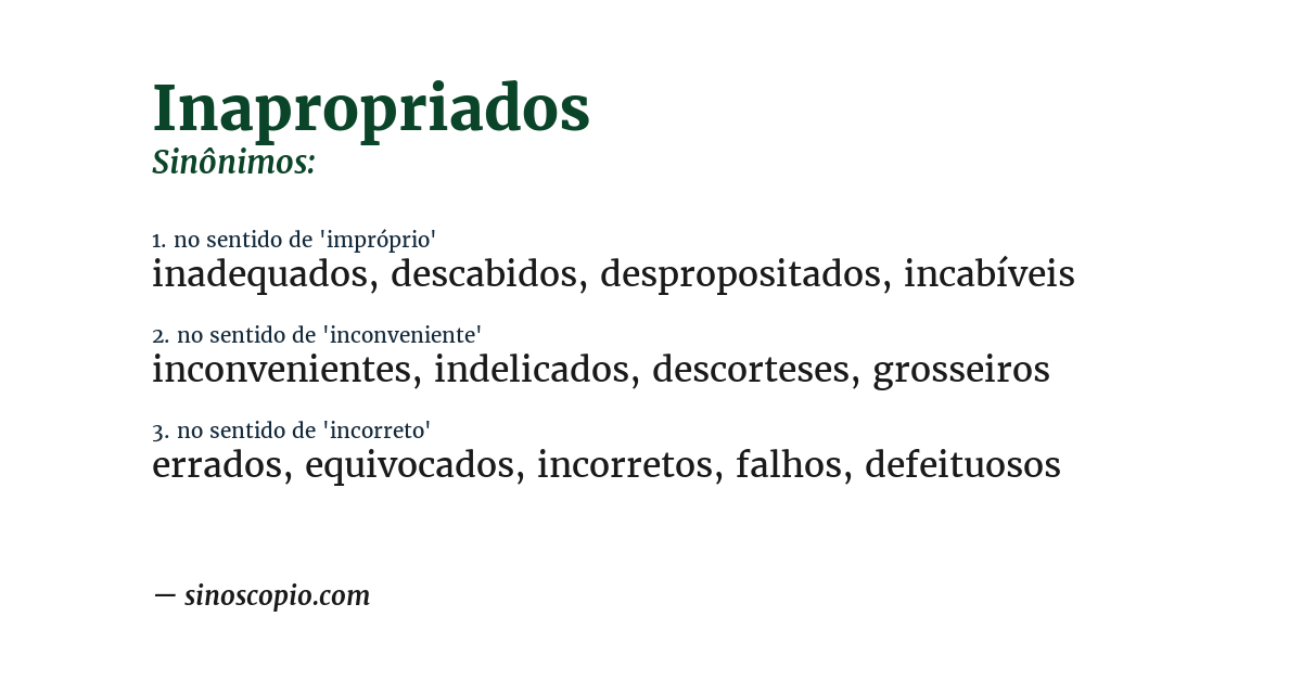 Sinônimo de inapropriados