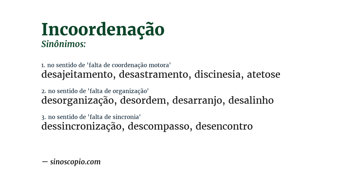 Sinônimo de incoordenação