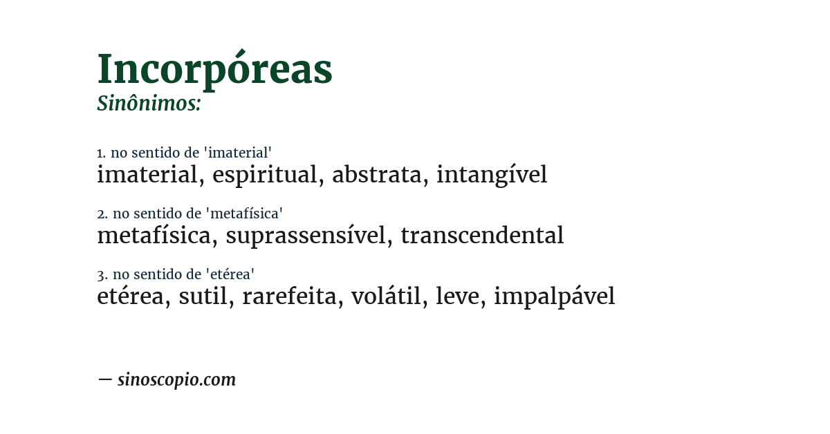 Sinônimo de incorpóreas