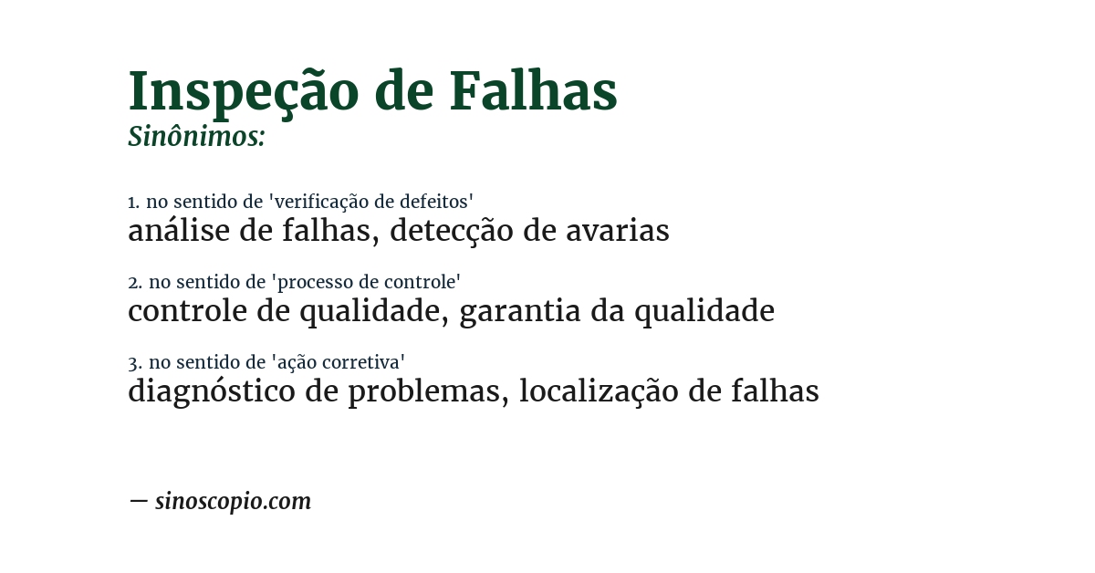 Sinônimo de inspeção de falhas