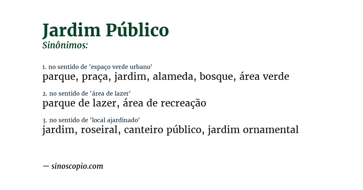 Sinônimo de jardim público