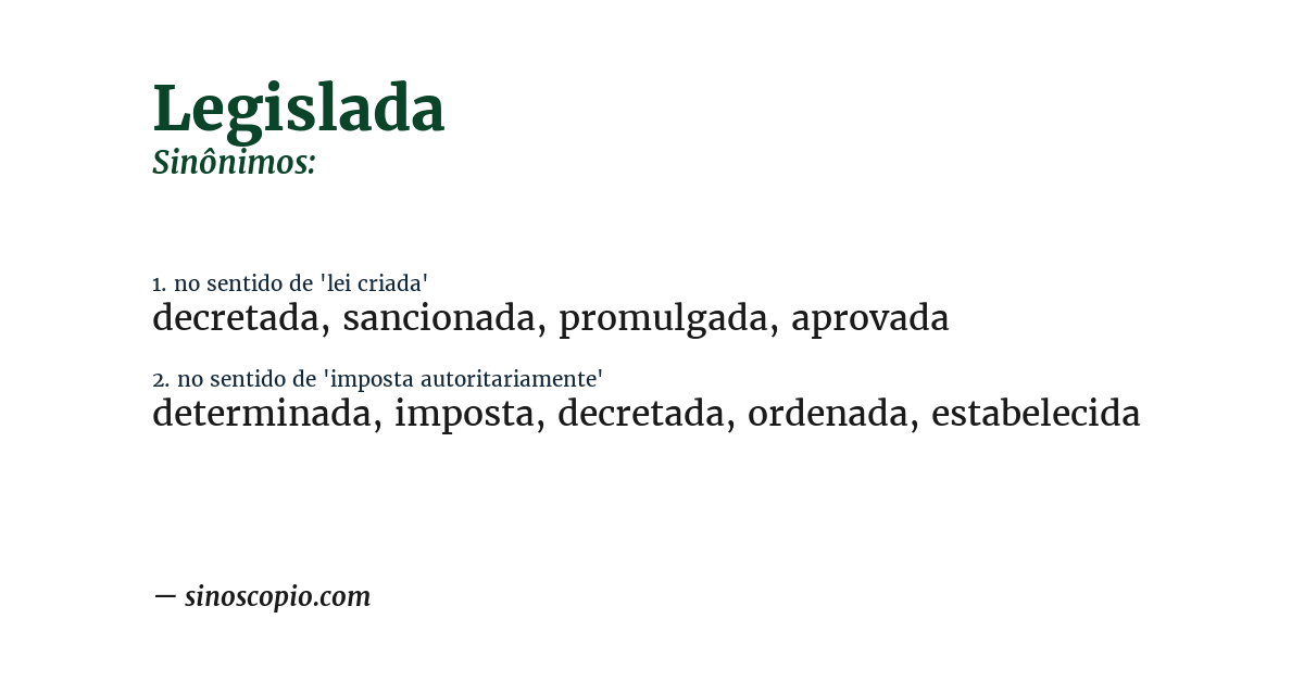 Sinônimo de legislada