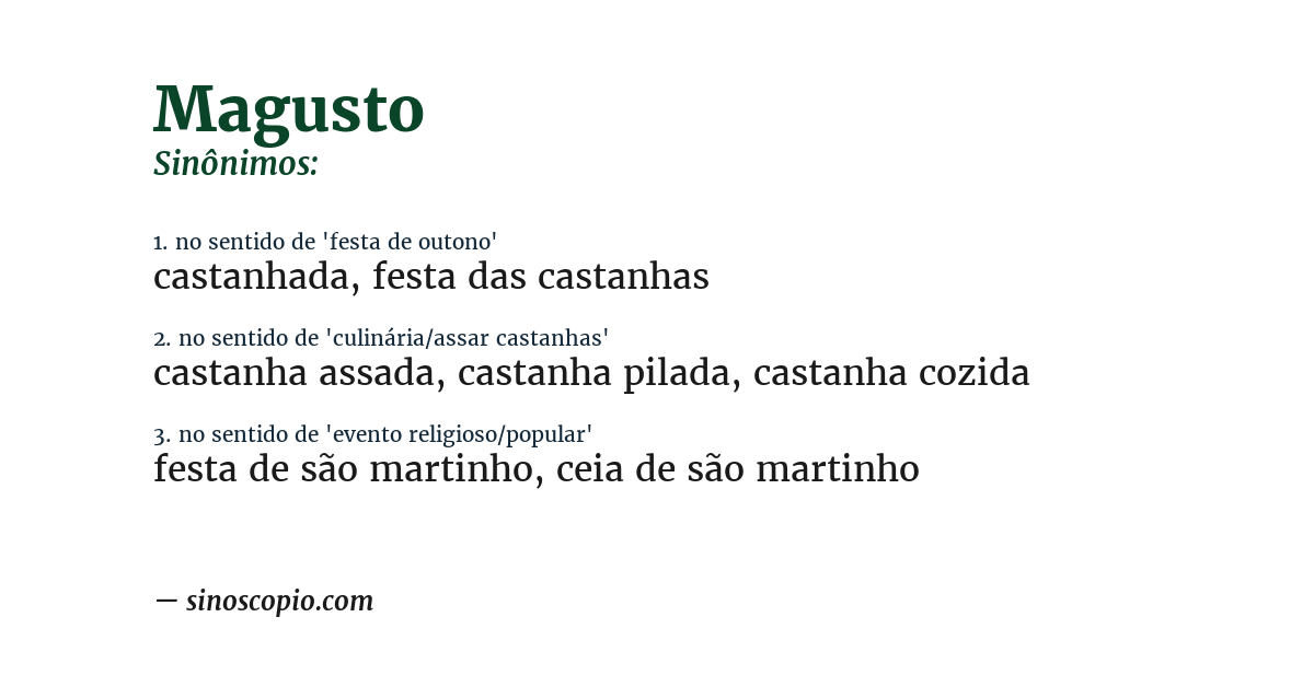 Sinônimo de magusto