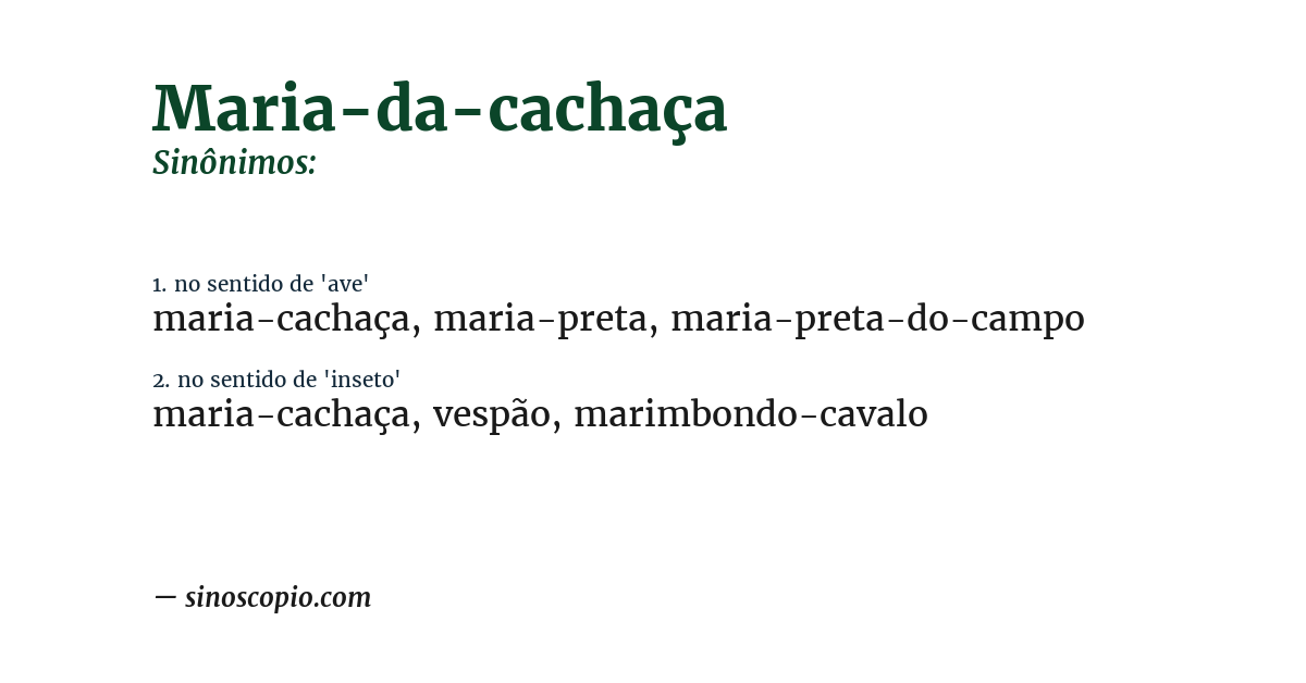 Sinônimo de maria-da-cachaça