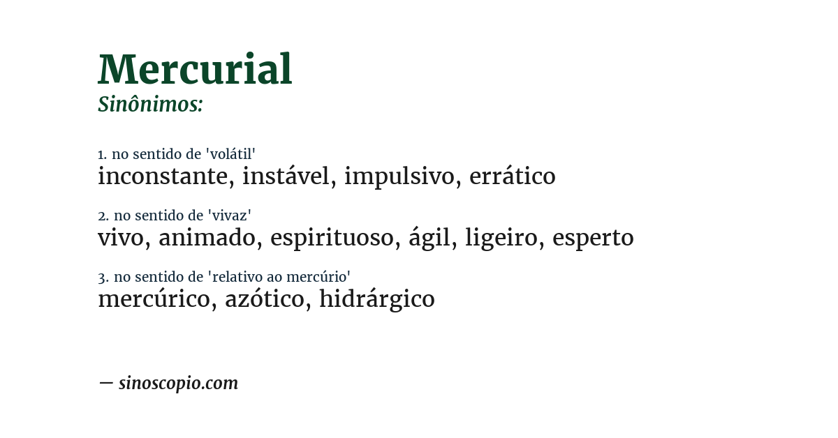 Sinônimo de mercurial