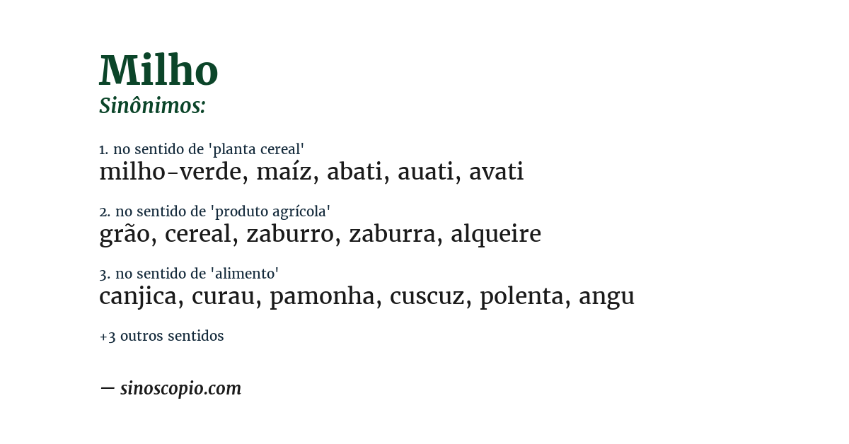 Sinônimo de milho