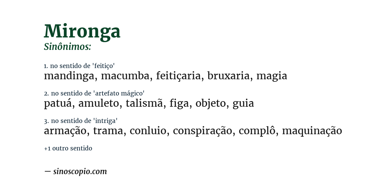 Sinônimo de mironga