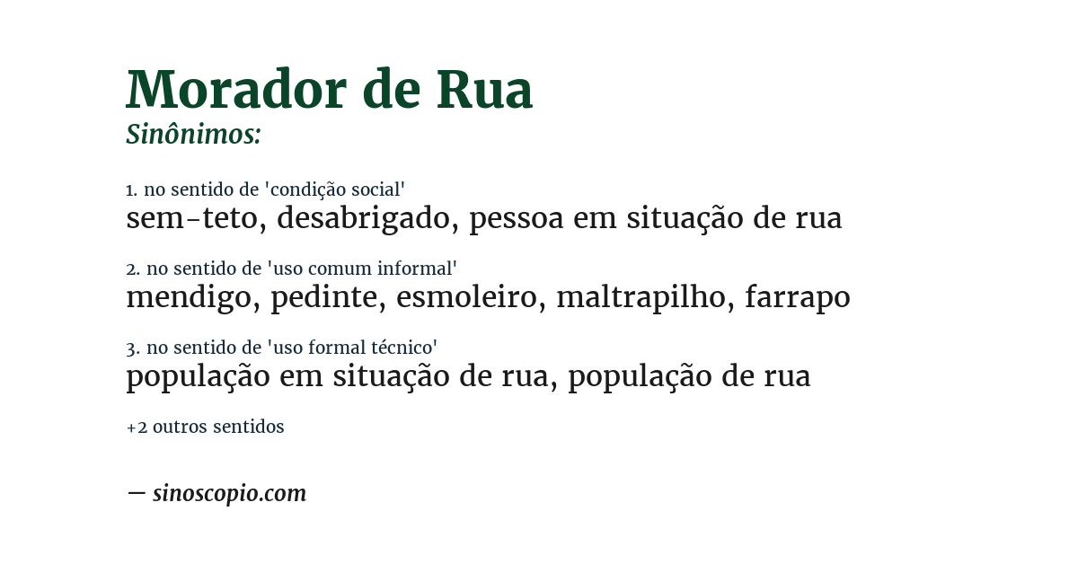 Sinônimo de morador de rua