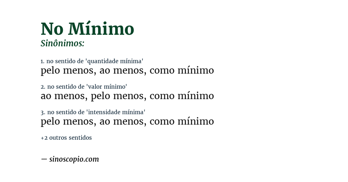 Sinônimo de no mínimo