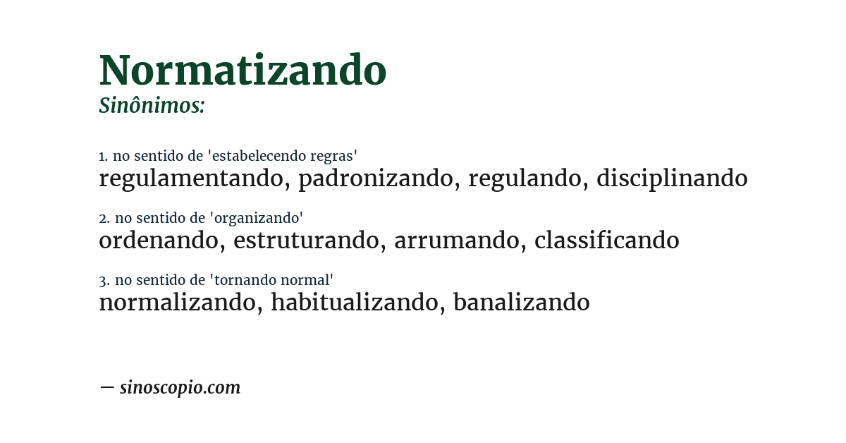 Sinônimo de normatizando