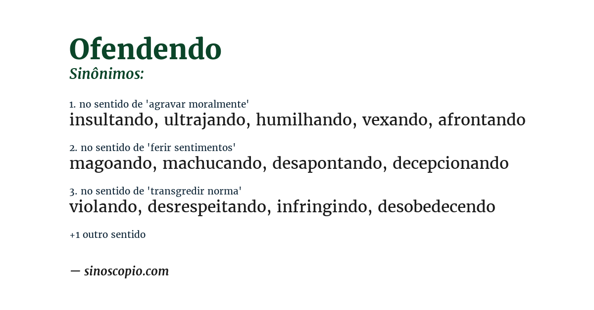 Sinônimo de ofendendo