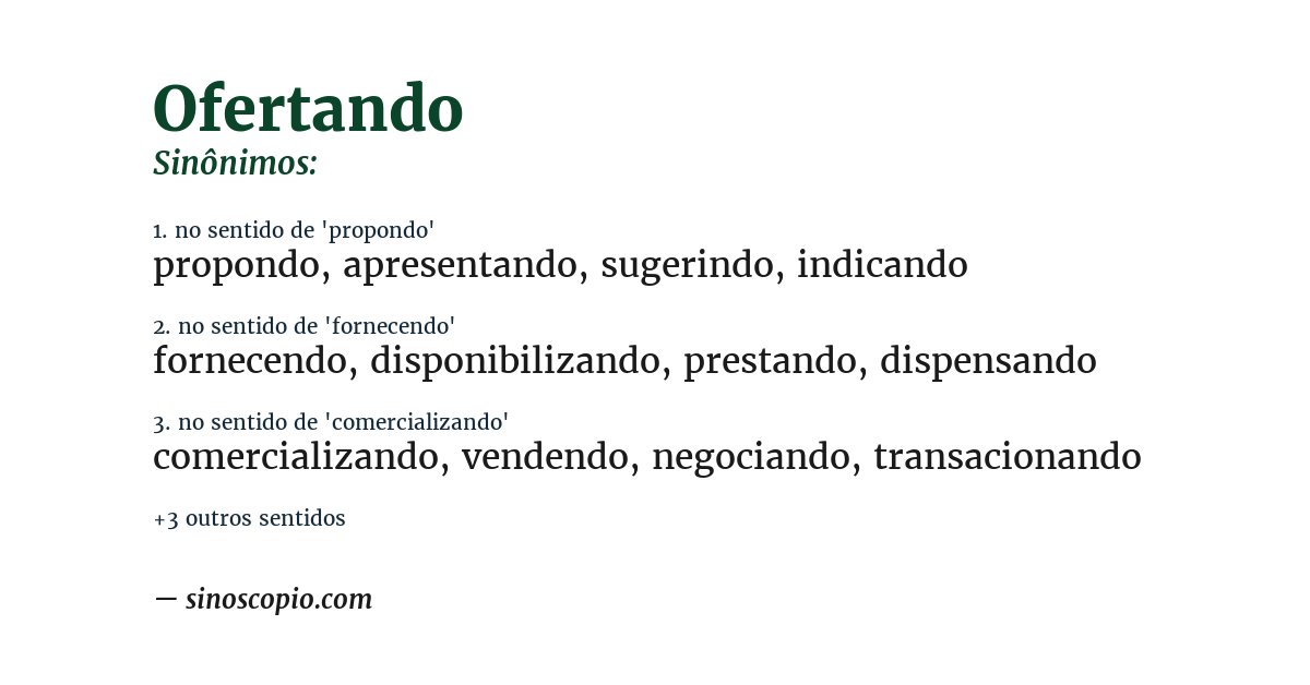 Sinônimo de ofertando