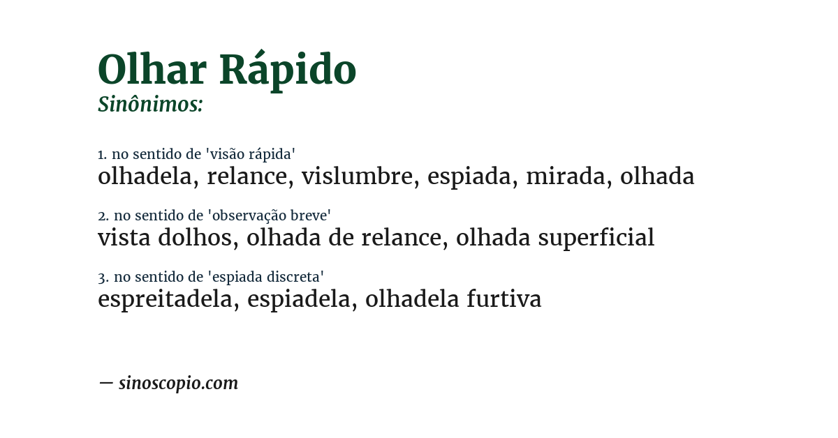 Sinônimo de olhar rápido