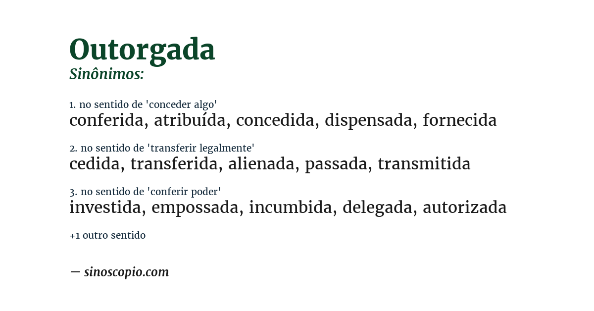 Sinônimo de outorgada