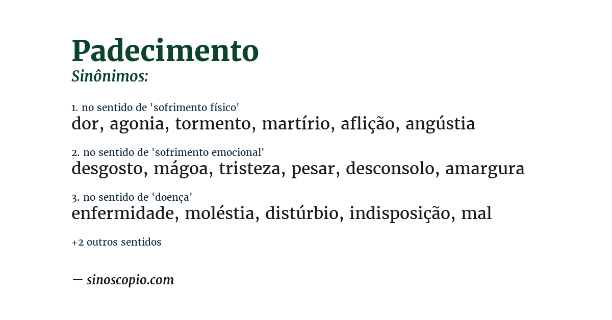 Sinônimo de padecimento