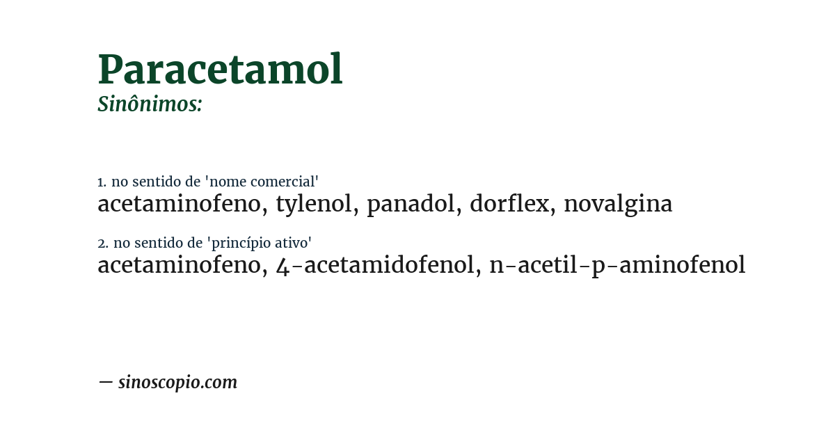 Sinônimo de paracetamol