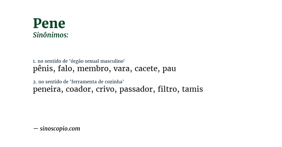Sinônimo de pene