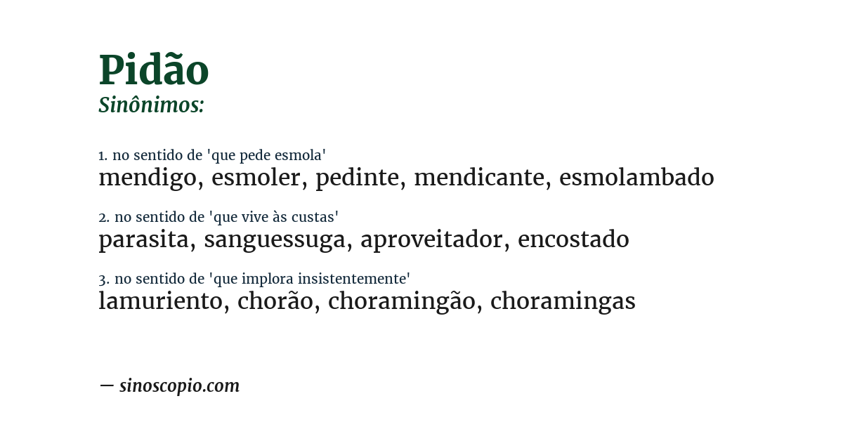 Sinônimo de pidão