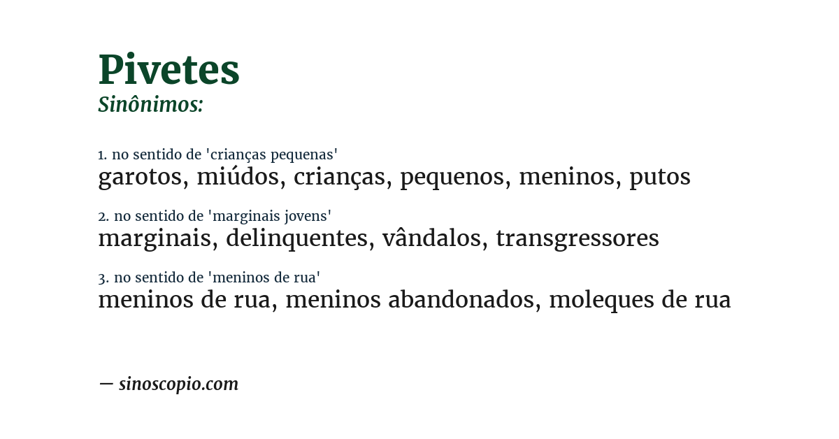 Sinônimo de pivetes