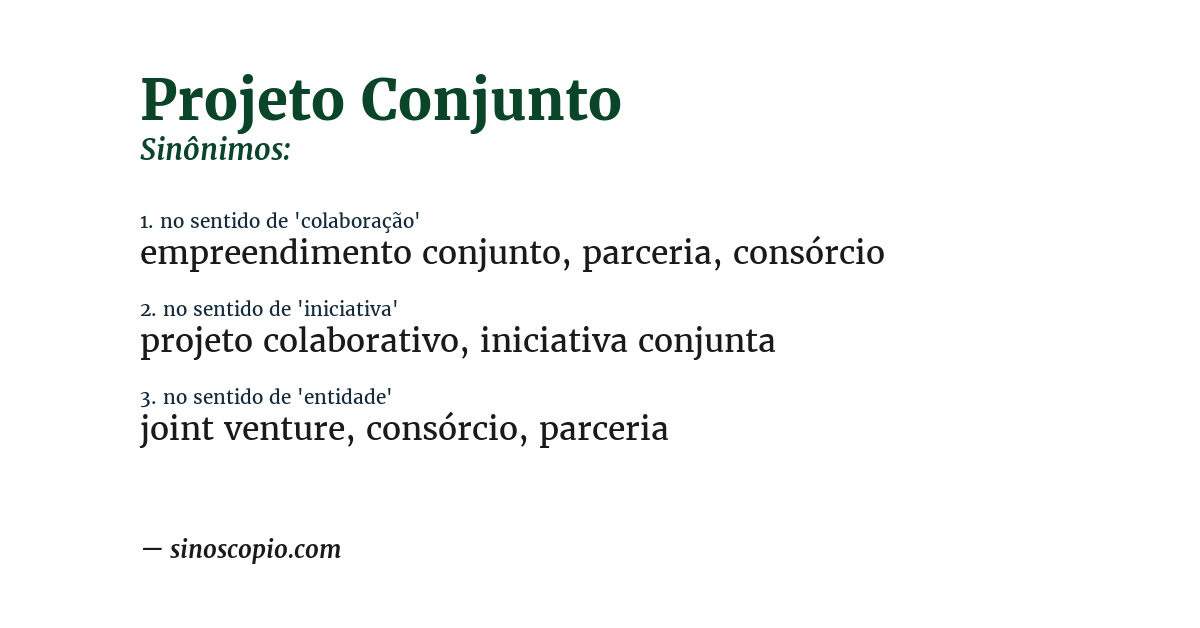 Sinônimo de projeto conjunto
