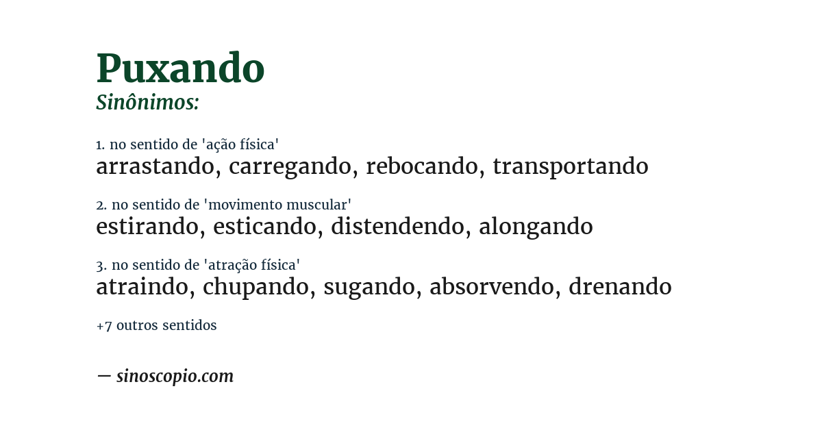 Sinônimo de puxando