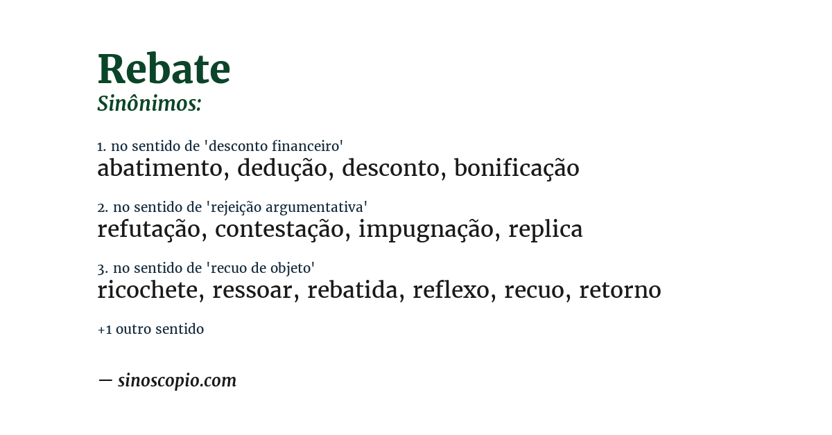 Sinônimo de rebate