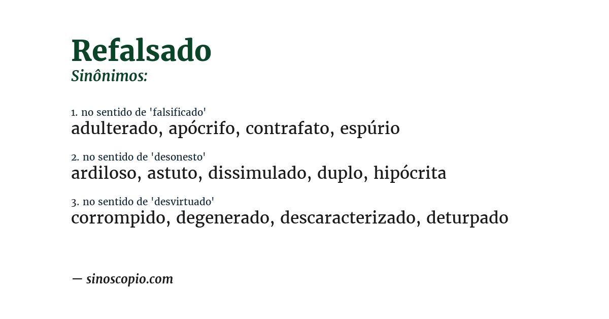 Sinônimo de refalsado