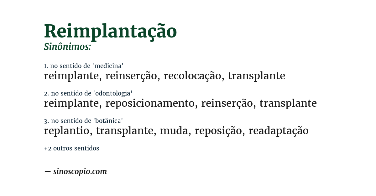 Sinônimo de reimplantação