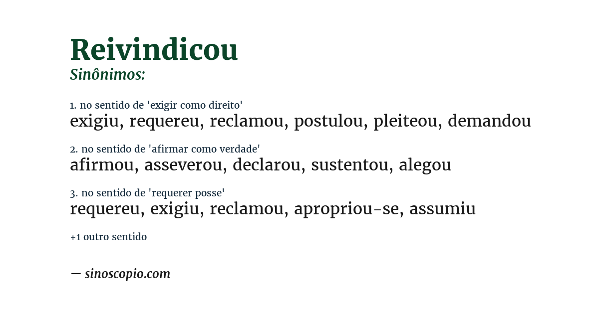 Sinônimo de reivindicou