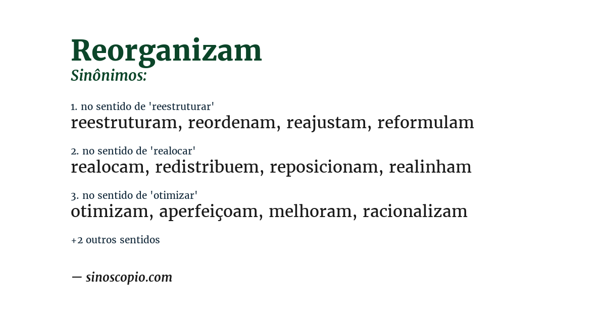 Sinônimo de reorganizam