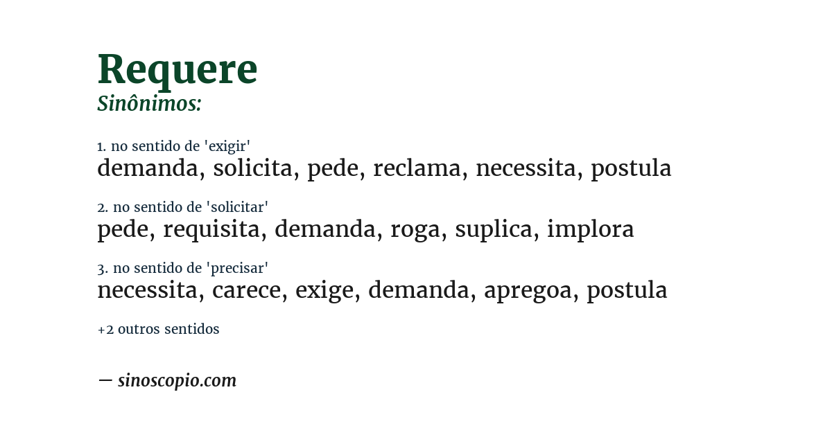 Sinônimo de requere